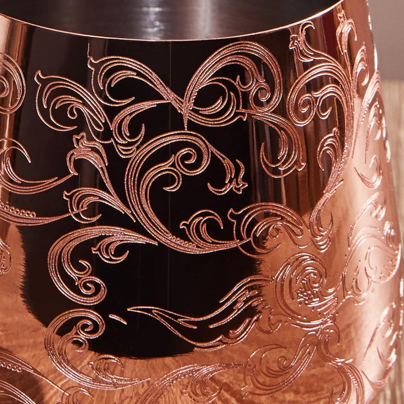 Skyfish Sky Fish Etched Stainless Steel Wine Glasses With Copper Plated,Set of 2(17oz) Wine Goblets - Image 2